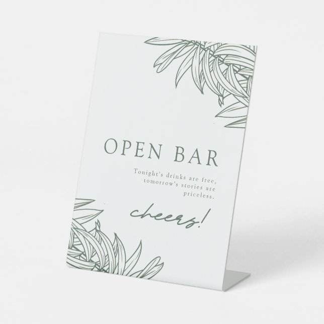 Forest Green Simple Botanic Open Bar Sockelschild (Vorderseite)