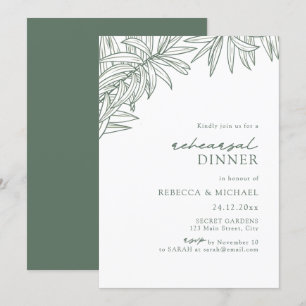 Forest Green Simple Botanic Probe Dinner Einladung