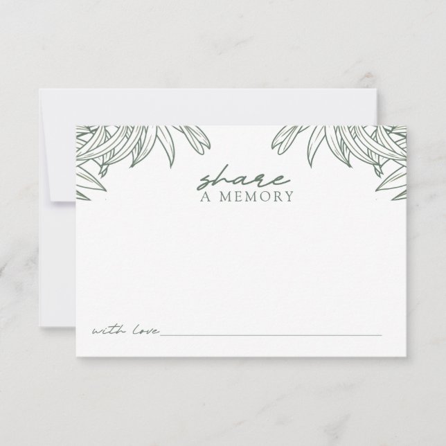 Forest Green Simple Botanic Share A Memory Dankeskarte (Vorderseite)