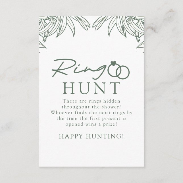 Forest Green Simple Botanring Hunt Bridal Begleitkarte (Vorderseite)