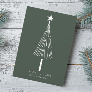 Forest Green Simple Christmas Tree Foto Flat Feiertagskarte