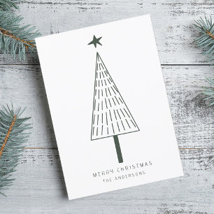 Forest Green Simple Christmas Tree Foto Flat Feiertagskarte