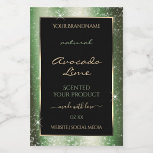 Forest Green Sparkle Glitzer Frame Product Label Lebensmitteletikett