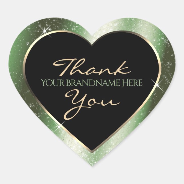 Forest Green Sparkle Glitzer Frame Vielen Dank Herz-Aufkleber (Vorderseite)