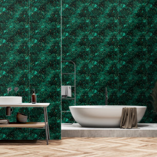 Forest Green Sparkling Gold Glitzer Luxus Muster Tapete