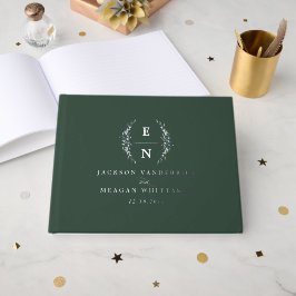 Forest Green Stack Initials Monogram Wedding Gästebuch