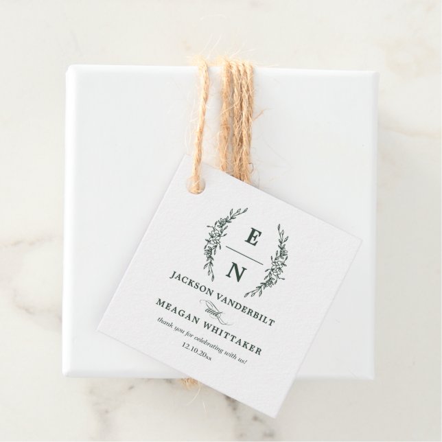 Forest Green Stack Initials Monogram Wedding Geschenkanhänger (Beispiel)