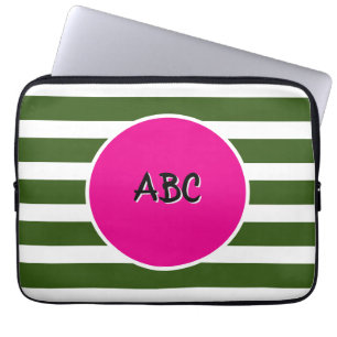 Forest Green Stripes rosa Kreis Laptopschutzhülle