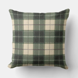 Forest Green Tartan Snowflake Throw Pillow | Cozy Kissen