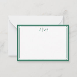 Forest Green three Border Monogram Note Card Mitteilungskarte