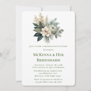 Forest Green und Cream Rose Bridesmaids Luncheon Einladung
