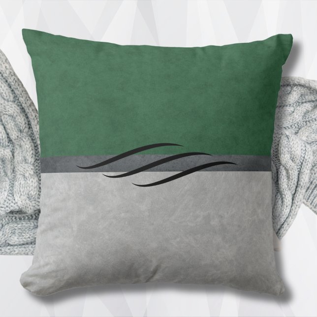 Forest Green und Grey Chic Throw Kissen (Forest Green and Gray Chic Throw Pillow)