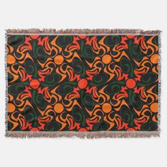 Forest Green und Yellow Tribal Star Muster Decke (Vorderseite)