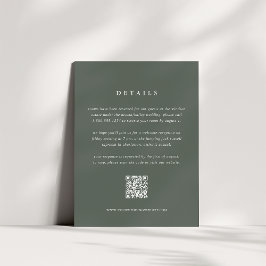 Forest Green Wedding Details Card mit QR Code Begleitkarte