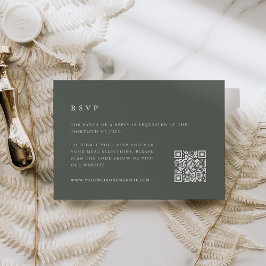 Forest Green Wedding QR Code RSVP Karte