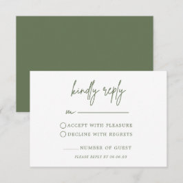 Forest Green Wedding RSVP Card Karte