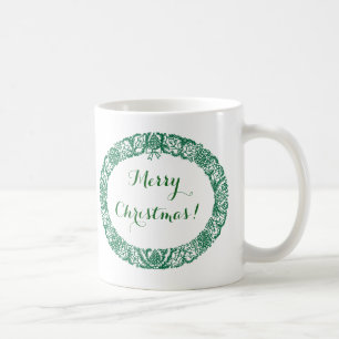 Forest Green Weihnachtskranz zu individualisieren Kaffeetasse