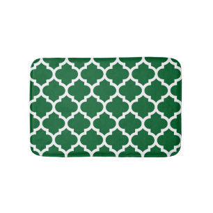 Forest Green White marokkanische Quatrefolienmuste Badematte