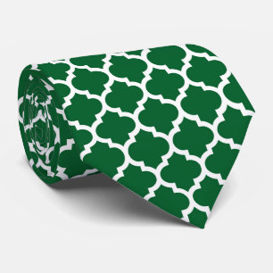 Forest Green White marokkanische Quatrefolienmuste Krawatte