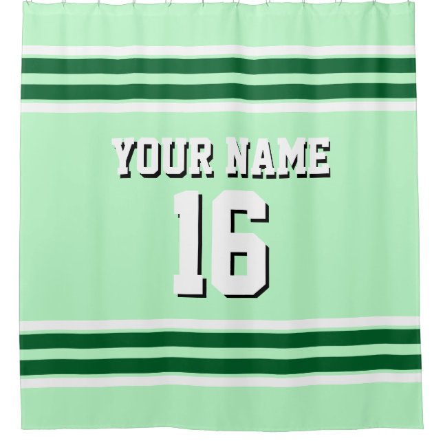 Forest Green White Stripes Sports Jersey Duschvorhang (Vorderseite)