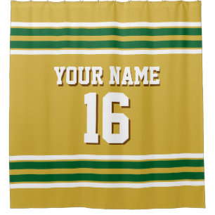 Forest Green White Stripes Sports Jersey Duschvorhang