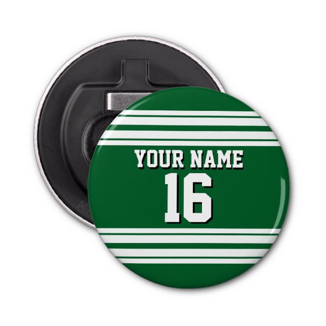 Forest Green White Team Jersey Name Flaschenöffner (Vorderseite)