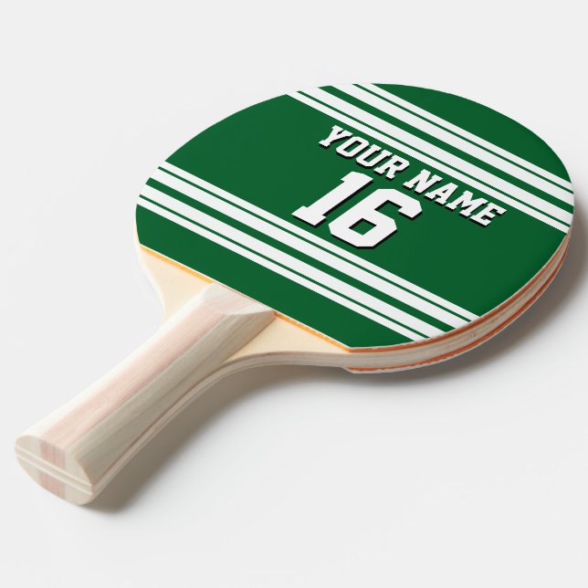 Forest Green White Team Jersey Name Tischtennis Schläger (Vorderseite)