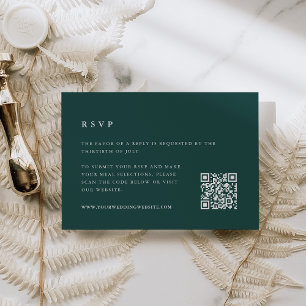 Forest Green Winter Wedding QR Code RSVP Karte