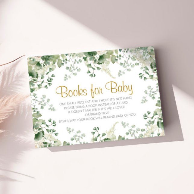 Forest Greenery Baby Shower Books for Baby Card Begleitkarte (Von Creator hochgeladen)
