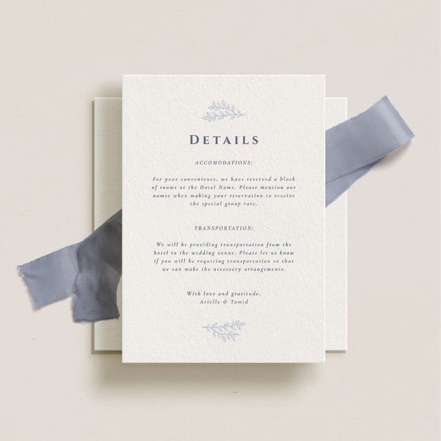 Forest Grove Dusty Blue Wedding Details Begleitkarte (Von Creator hochgeladen)