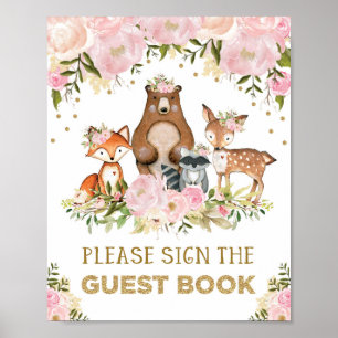 Forest Guest Book Sign Woodland Babydusche Poster