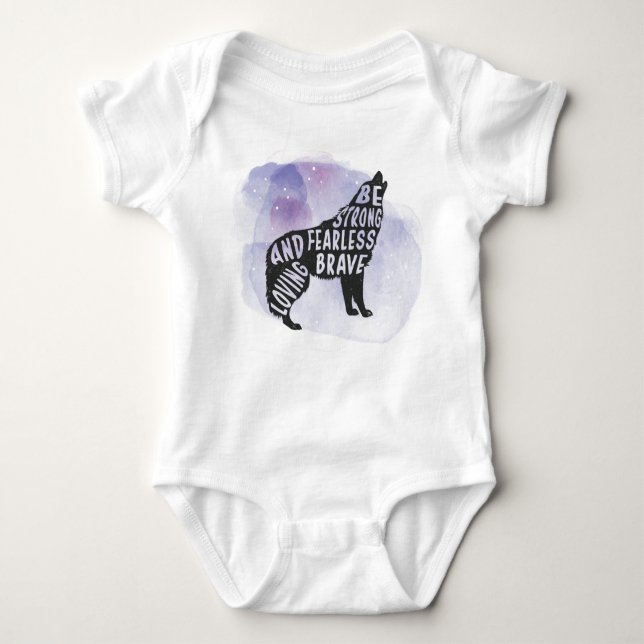 Forest Howling Wolf Art Lover Baby Bodysuit Baby Strampler (Vorderseite)