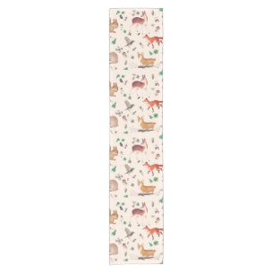 forest in watercolor pattern- bambi, fox, coney kurzer tischläufer