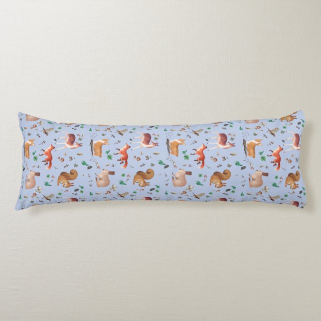 forest in watercolor pattern- bambi, fox, coney seitenschläferkissen (Vorderseite)