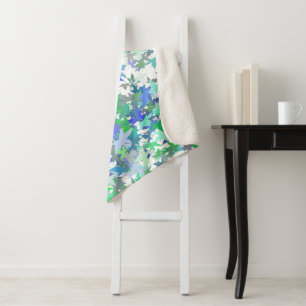 Forest Kinderzimmer Blue Green Gree Leaf Blumenmus Sherpadecke