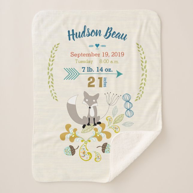 Forest Kinderzimmer Fox Leaf Blumenmuster Birth St Sherpadecke (Vorderseite)