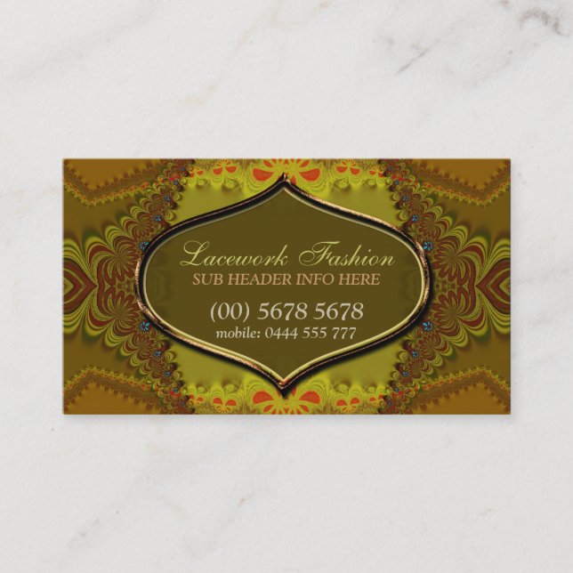 Forest Lace Fashion Elegante Business Card Visitenkarte (Vorderseite)