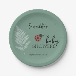 Forest Ladybugs Green Baby Dusche Pappteller