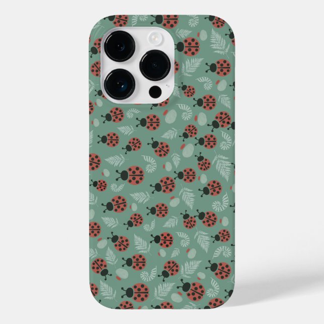 Forest Ladybugs Green Background Case-Mate iPhone Hülle (Rückseite)