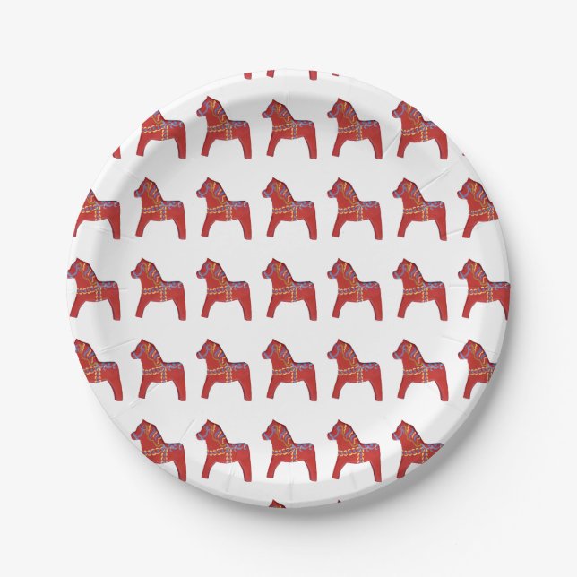 Forest Lake Dala Horse Paper Plate Pappteller (Vorderseite)