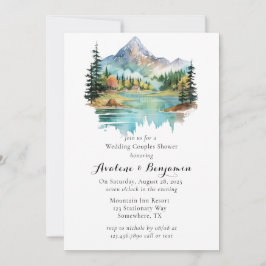 Forest Lakeside Mountain Wedding Couples Dusche Einladung