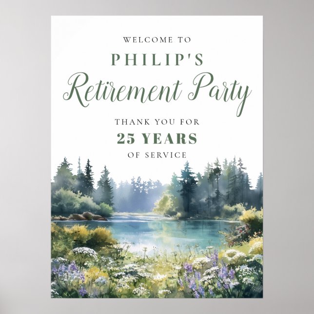 Forest Lakeside Retirement Party Welcome Sign Poster (Vorne)