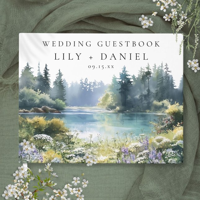 Forest Lakeside Wildflowers Floral Wedding Gästebuch (Forest Lakeside Wildflowers Floral Wedding Guest Book)