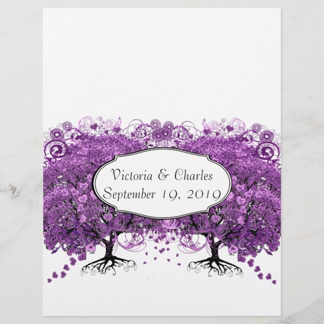 Forest Lila Heart Leaf Tree Wedding (Vorderseite)