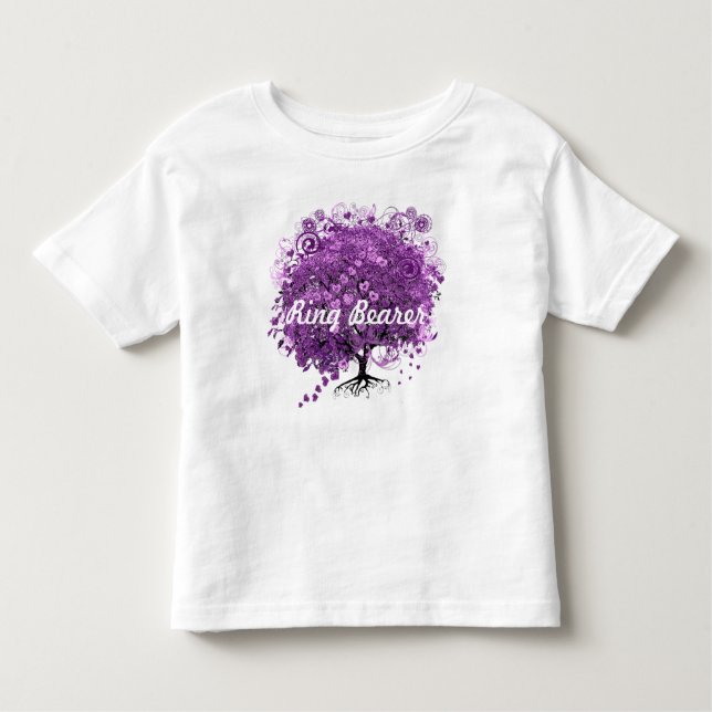 Forest Lila Heart Leaf Tree Wedding Kleinkind T-shirt (Vorderseite)
