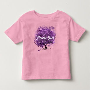 Forest Lila Heart Leaf Tree Wedding Kleinkind T-shirt