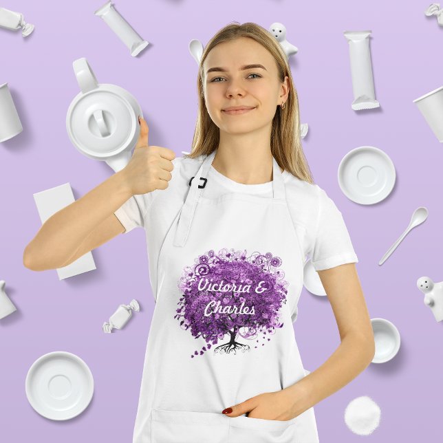 Forest Lila Heart Leaf Tree Wedding Schürze (Von Creator hochgeladen)