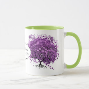Forest Lila Heart Leaf Tree Wedding Tasse