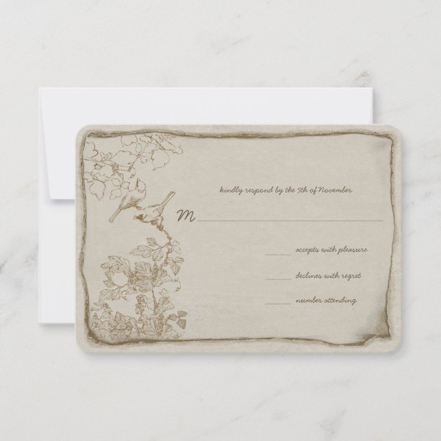Forest Love Bird Hochzeitseinladungen RSVP Karte (Vorderseite)
