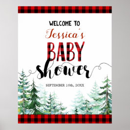 Forest Lumberjack Baby Dusche Begrüßungszeichen Poster